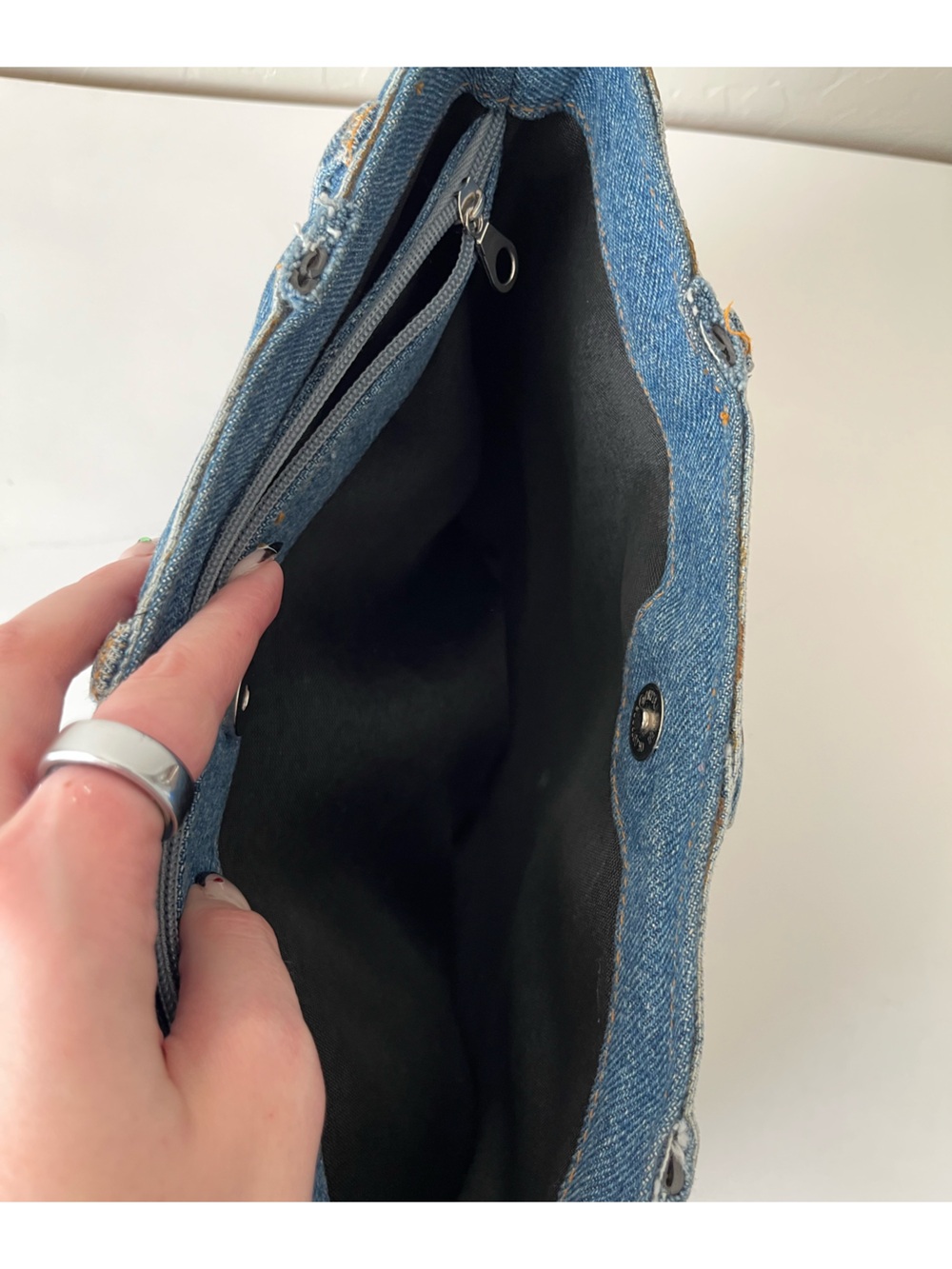 Handmade Wrangler Fringe Western Denim Shoulder Bag Purse - Picture 6 of 8
